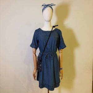 🛍️ J.Crew Tencel Denim Shirred Waist Dress - Size M